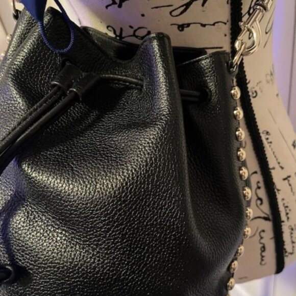 Rebecca Minkoff Bucket Shoulder Bag Studded Leather Black Dust Bag Like New - Picture 7 of 13